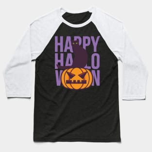 Black Cat and pumpking halloween Baseball T-Shirt